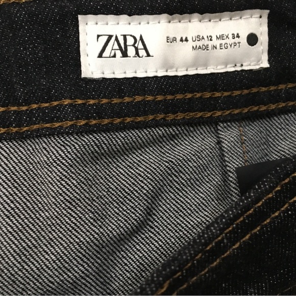 ZARA Jeans The Patch Pocket Wide Leg Denim Rinse Black 8307/042 Women 12 New - Picture 7 of 13